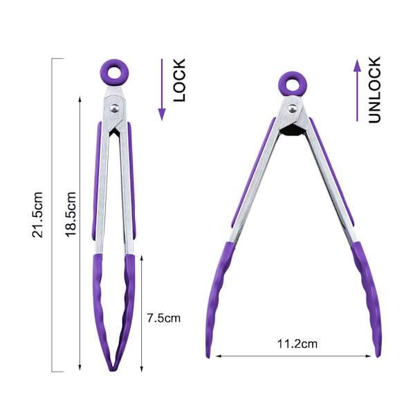 Mini Silikon Serveringstänger 7 tum Set med 1 - Lila Kökssilikon