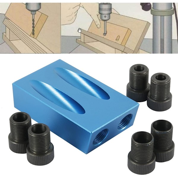 Fickhålsskruv Jig Dowel Borr Snickeri Kit med Hål Jig Snickeri Lokalisator