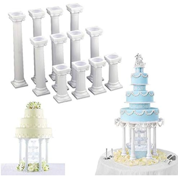 12 stk 3 størrelser romerske søylekake-lagstativ, fondantkaker