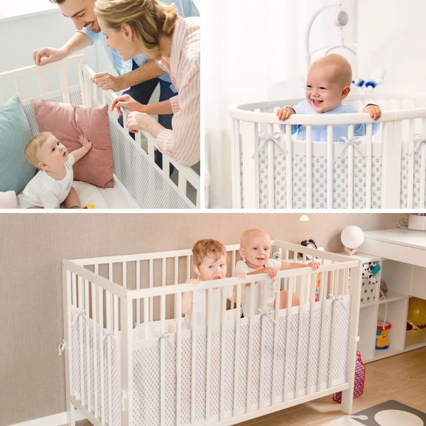 Baby Cabin Bumper, Bed Bumper, 3D Mesh Foder, Säker för Crib Air