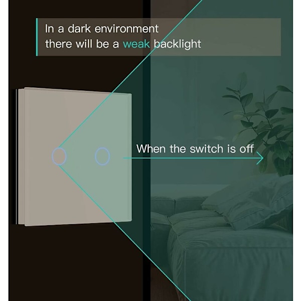 ##/Tvåvägs Touch-brytare, Vit 2-gäng 2-vägs Ljussbrytare med LED-indikator##/