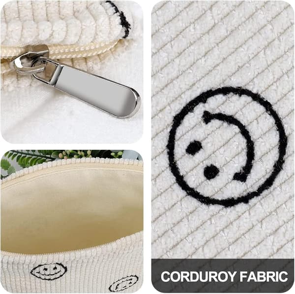 ##/1 sminkväska i sammet (beige smiley-mönster), tro##/