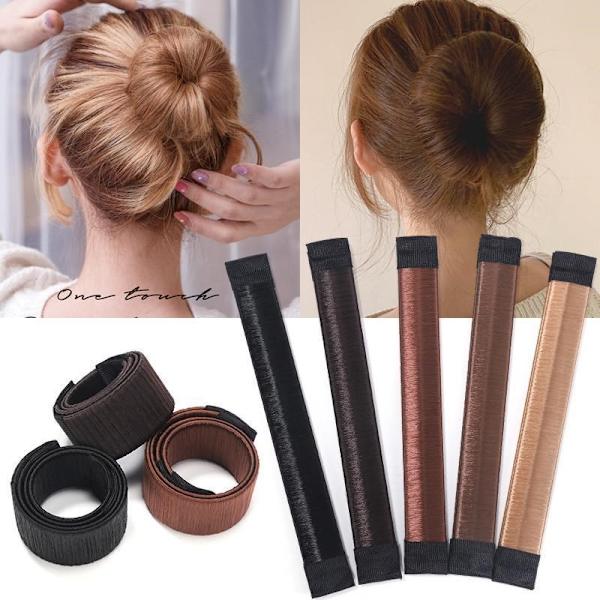 ##/in 1 Hårsnodd Twist Frisyrverktyg + Kvinnors Hårfläta Verktyg DIY Hårsnodd Donuts Verktyg (Brun + Guld)##/