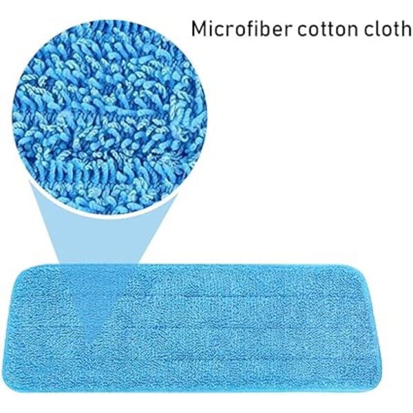 2-pack Blå Mikrofiber Spraymopp Ersättningshuvuden för Vått/Torrt M