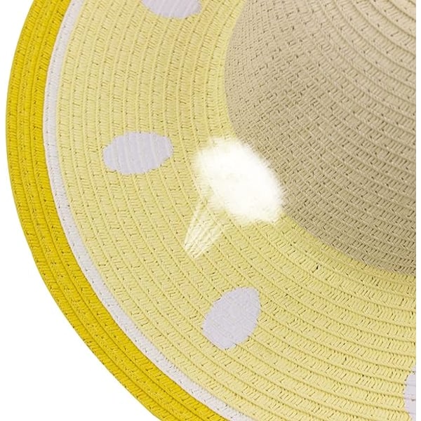 Yellow-Girls stråhatter, Kids Summer Sun Hat for Beach Travel Hei