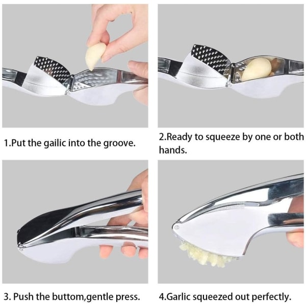 Hvitløkspresse i rustfritt stål, hvitløksknuser, profesjonell beis