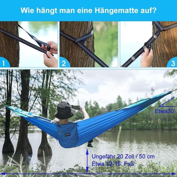 Hammock Stor Camping Hammock med Myggnett Komfortabel og Fast