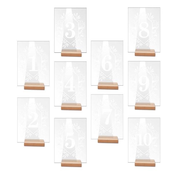 ##/(1-10) 10 Nummererte Rektangulære Akryl Middagstallerkener med Baser,##/
