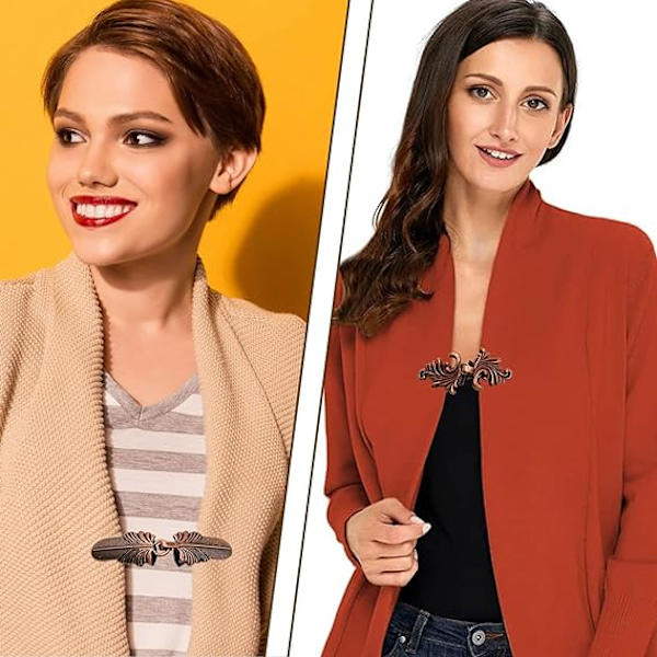 2 st Vintage Stickade Sjalspännen Retro Virvel Cardigan Cape Nål An