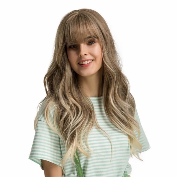 En 24 tum lång lockig peruk för kvinnor Blond Naturligt Synt
