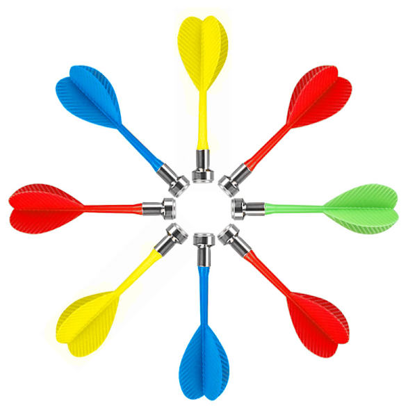##/12 st Magnetiska Dartpilar Säkra Ersättningsdartar Inomhusspel Målskivor Tillbehör 5 Färger Mix (Grön Röd Gul Blå)##/