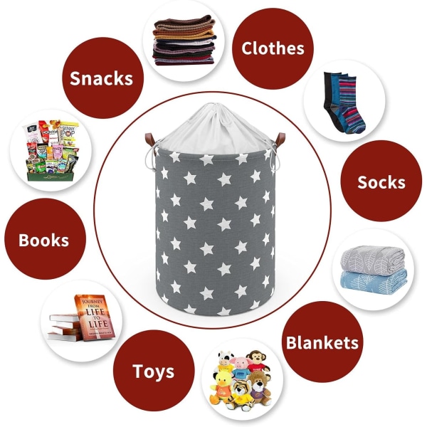 /#/Freestanding Laundry Basket Storage Sorter Drawstring Lid Collapsible Thick/#/