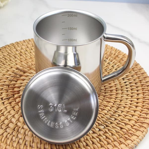 200ml Rostfria Kaffemuggar Termokopp Dubbelväggiga Drickmuggar med Lock Ölmugg för Vandring Camping