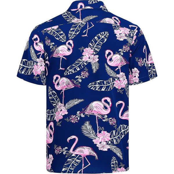 Hawaiiansk skjorta för män Funky Flower Flamingo Beach Casual kortärmade sommarskjortor