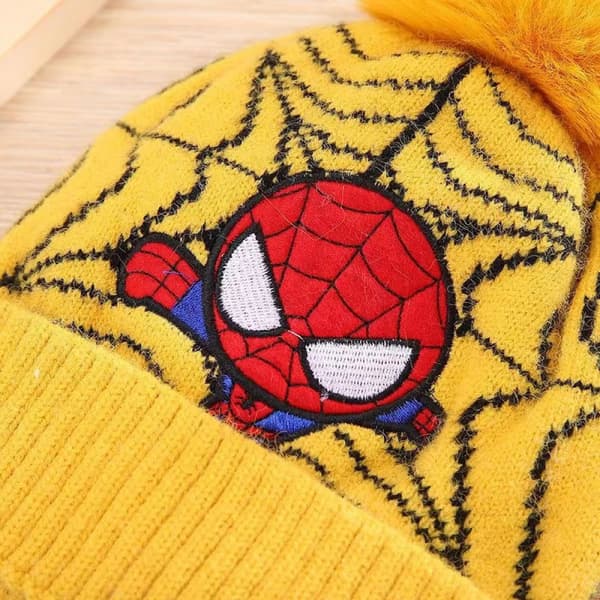 (Keltainen) Lasten poikien Spider-Man pipo talven lämpöön