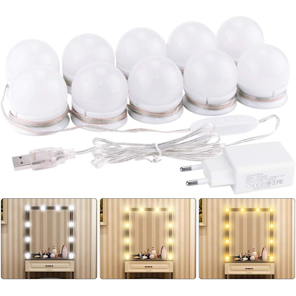 Speilbelysning, 20 Hollywood-pærer Dimmbare LED-lyssett Lampe for