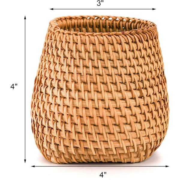 Sæt med 2 Rattan Blyantsholdere til Skrivebord, Håndlavet Pennebeholder
