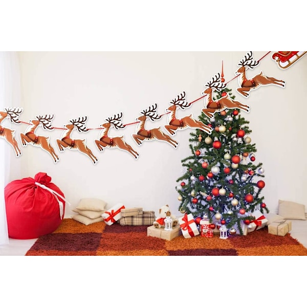 ##/Jultomte Reindeer Girlang, Santa Sleigh Flaggor för Festdekoration##/