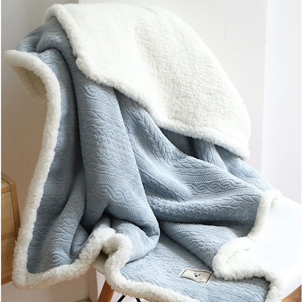 Tykt bendekke teppe vinter lammeull lur teppe bl
