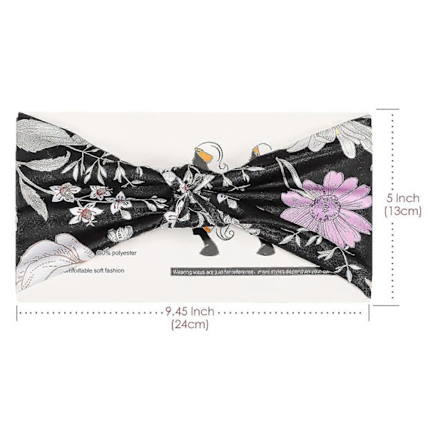 Hårband för damer, multifunktionellt hårband, multi-styl Flower Black