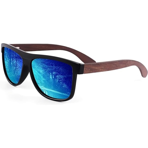 Black Frame / Blue Mirrored Lenses Polarized Sunglasses for Men