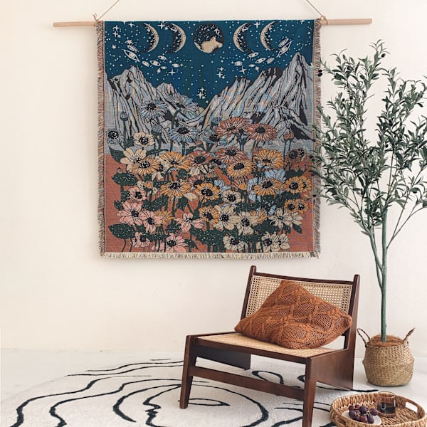 1 Stycke 160x130cm Rutig Pläd Stjärnhimmel Stickad Dekorerad