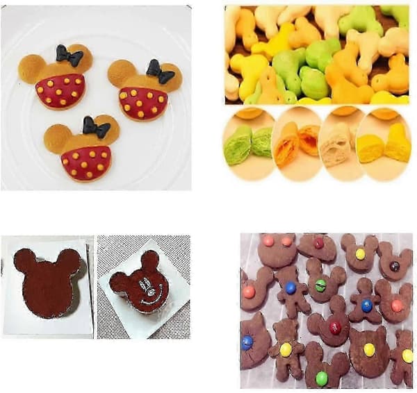 5 st Kakformar, Mickey och Minnie Mouse Kakformar Set för Barn, Mickey Mouse Huvud, Minnie Mouse, Minnie Rosett