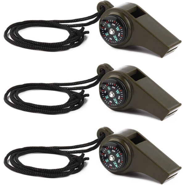 5-pack 3-i-1 Nödvändighetsvissla med Kompass och Termometer