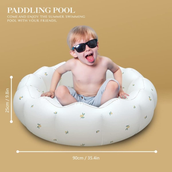 95*25 cm (hvid) oppustelig babypool, bærbar padling babysvømning