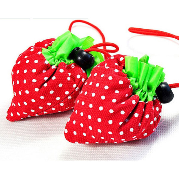 2 stk genanvendelige dagligvareindkøb Foldede muleposer（jordbær）
