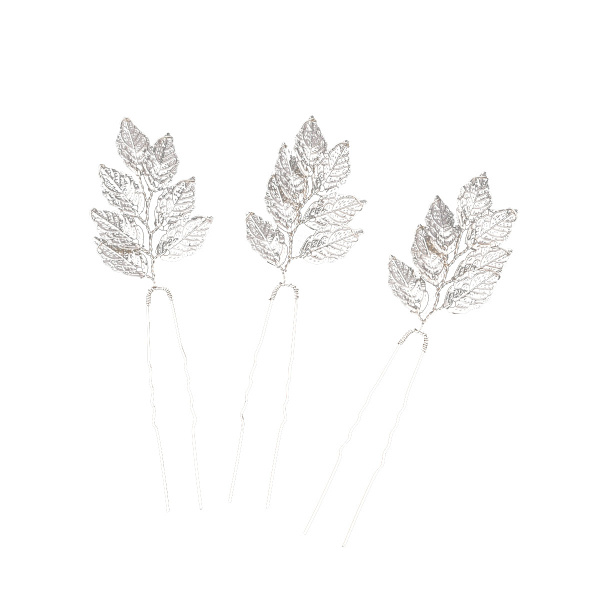 ##/3-delad brudhårsaccessoar med silverkristallblad, brudhårsclips, dambrosch##/