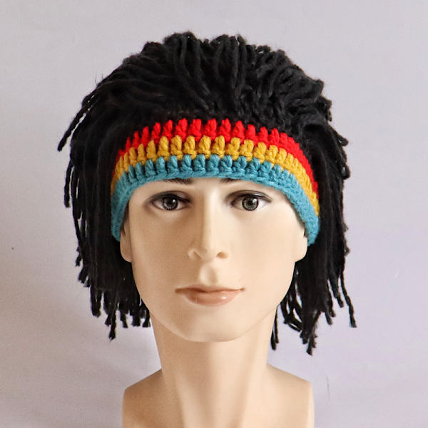 Enkelt stykke (sort reggae) sjov kreativ håndlavet hat paryk hat, Xin