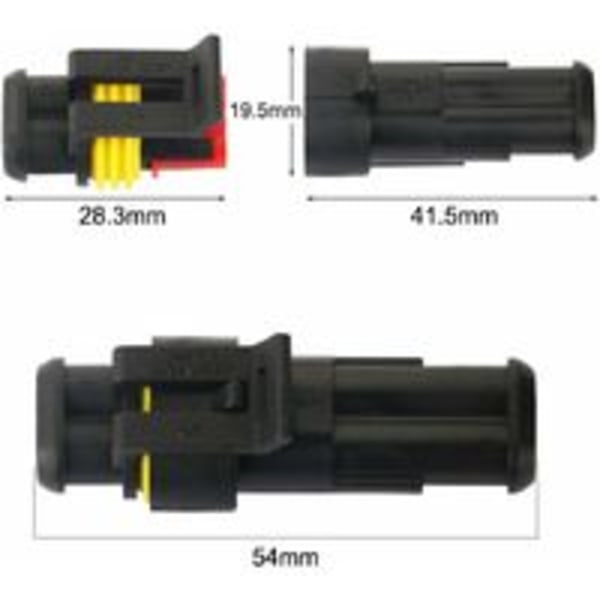 12V Vattentät Kontakt, Vattentät Elektrisk Kontakt, 1.5mm