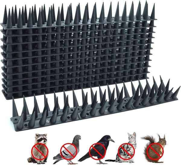 Fågelpiggar, SVARTA 12 st Anti-duvpiggar 4 meter 3 rader Plast