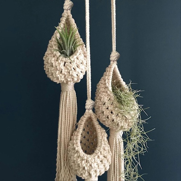 Hængende Kurv Ananasformet Landskabspleje Bomuld Macrame Blomsterkrukke til Stue B