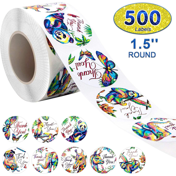 Tak Stickers Etiketter Rulle Til Forretningsgaver Fødselsdag Gaveposer Babyshower Bryllup (ths-001-d)