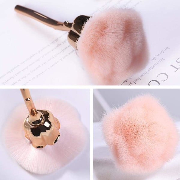 Nail Art Dust Brush For Manikyr Rose hodebørste Blush pudder br