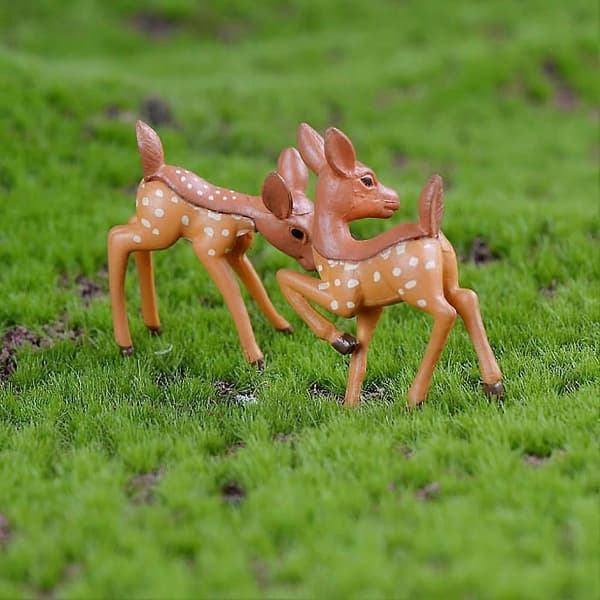 1/2 st Simulerad Hjort Figurin Modell Folkkonst Miniatyr Landskap Trädgårdsdekor Turn Head