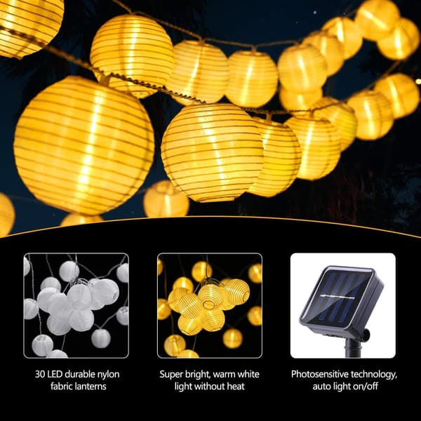 Solcelled LED-lysstreng for utendørs, 6,5 m, 30 stk. nylon LED-streng