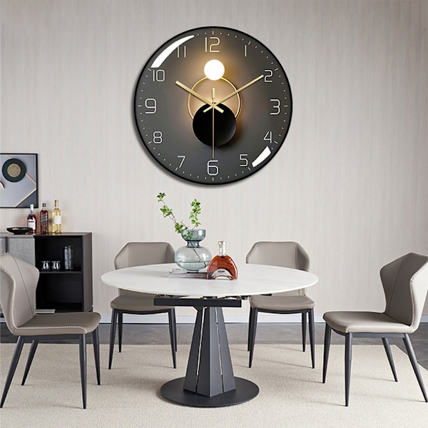 Modell B Modern Tyst Väggklocka, 30cm Diameter Väggpendel, S