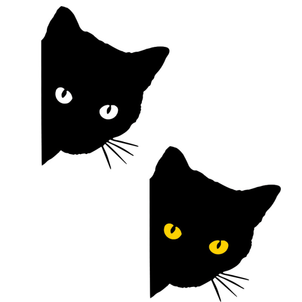 (hvit)Black Cat Head Car Vinyl Sticker Decal Scooter Car Tuning