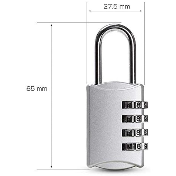 Kombination Hængelåse [2-pak, Sølv], 4-cifret Sikkerhedshængelåse