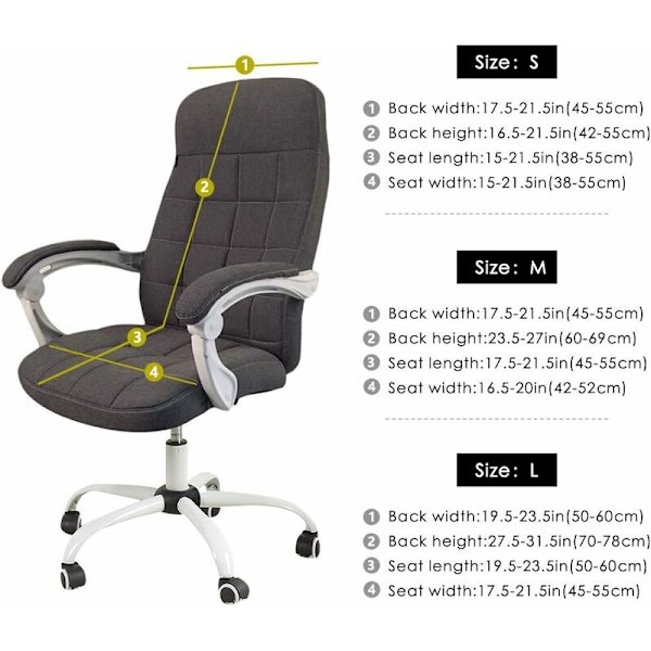 Kontorstol Betræk M-Blå Vandtæt Grå Stretch Jacquard Comput