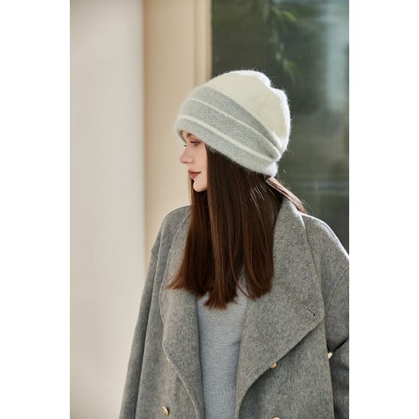 Yllehatt, varm hatt, stickad hatt, mjuk-Vit