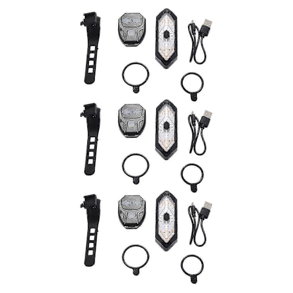 3x Cykel Blinklys Fjernbetjening Cykel Retningsviser Led Baglygte USB Genopladelig