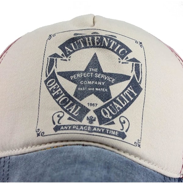 Vintage cap tvättad denim lastbilsmössa mode pentagram
