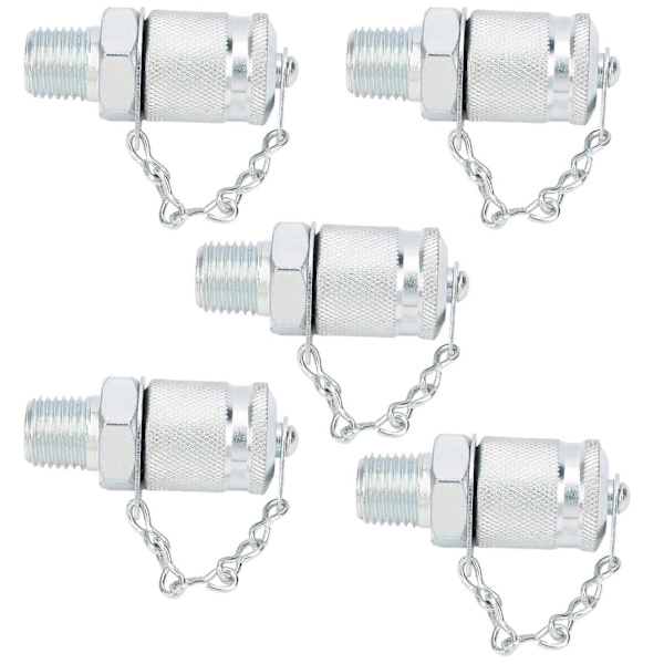 5 stk. hydraulisk testadapter gjenge testkobling koblinger trykkmåling PT/PPTNPT1/4