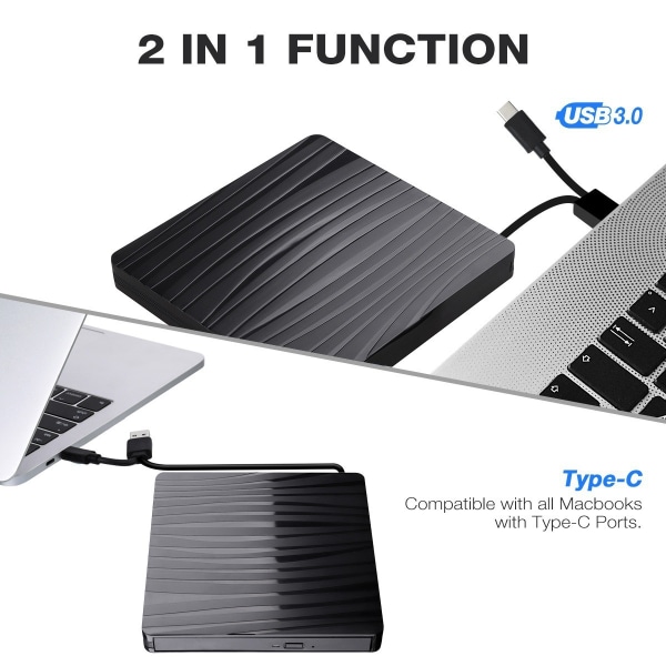 Extern CD/DVD-brännare med USB 3.0/Type C