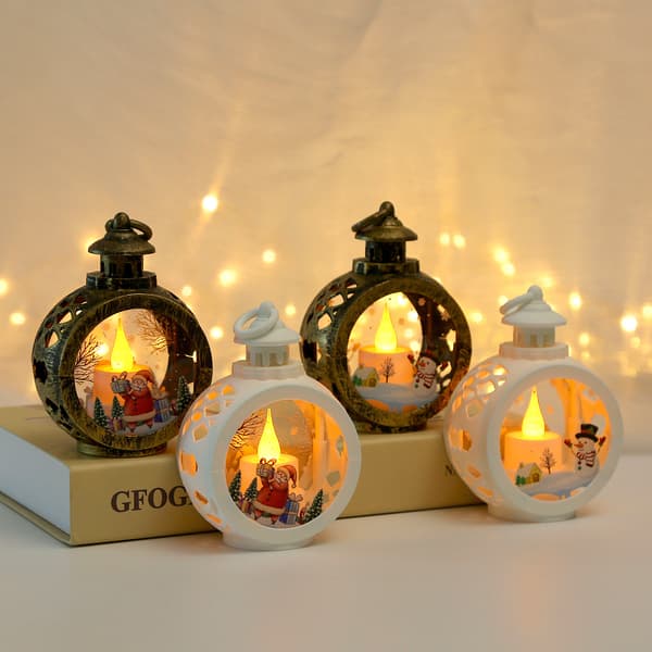##/Julrund LED-handlampa - Antik Gyllene Snögubbe, Jul##/