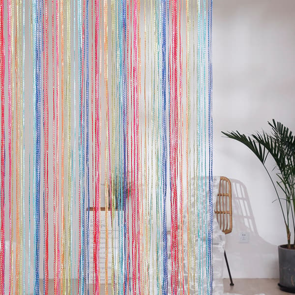 ##/Flerfärgad trådgardin 100 cm x 200 cm (regnbåge)##/
